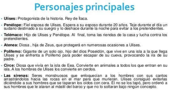 la odisea personajes principales y secundarios ante nuestros ojos