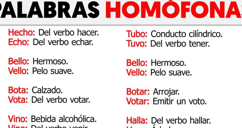 palabras homografas definicion y ejemplos para clarificar