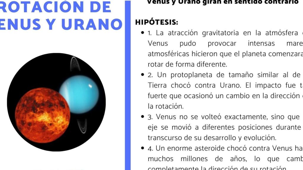 por que venus y urano giran en sentido contrario el fenomeno revelado