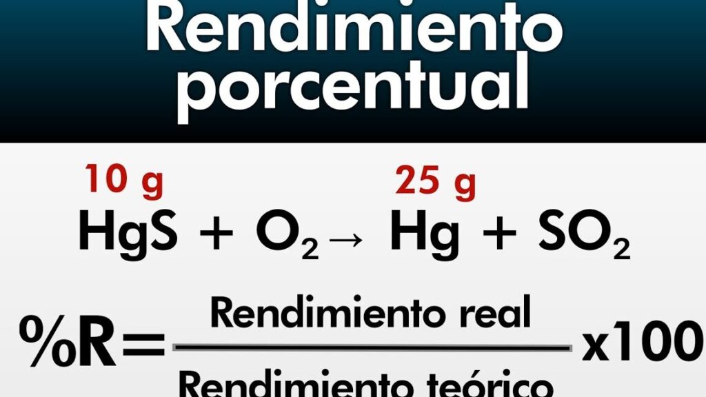 porcentaje de rendimiento de una reaccion quimica como calcularlo