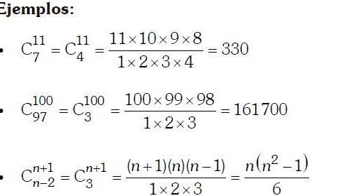 propiedades de los numeros combinatorios