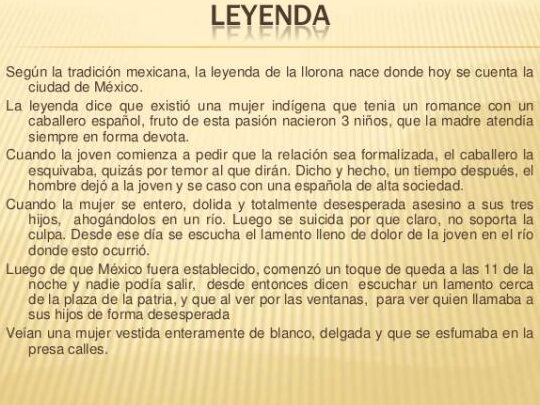 resumen esencial de la leyenda de la llorona