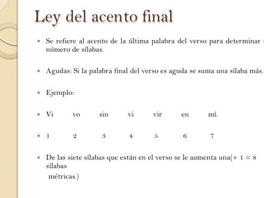 ley del acento final ejemplos y